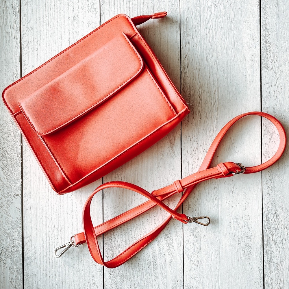 Red removable strap purse